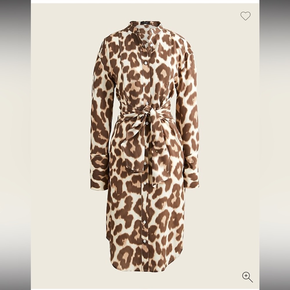 J.Crew Tie-front / back 100% Silk Shirtdress In Dusty Leopard size 0